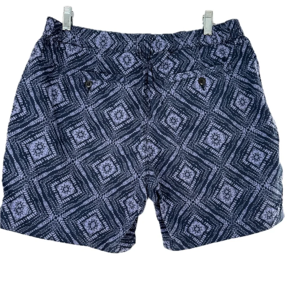 Lucky Brand Navy Printed Diamond Pattern Flat Front Shorts Men's Size 33 Waist